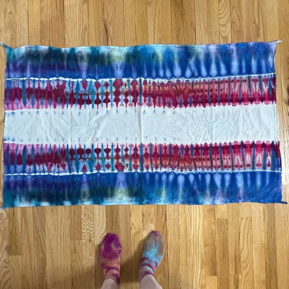 Hand tie dyed trans pride tapestry flag 32x52 inches LGBTQIA